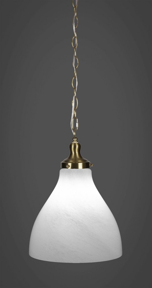 Toltec Lighting-99-NAB-4721-Juno-1 Light Chain Hung Pendant-11.75 Inches Wide by 15.5 Inches High   New Age Brass Finish with White Marble Glass