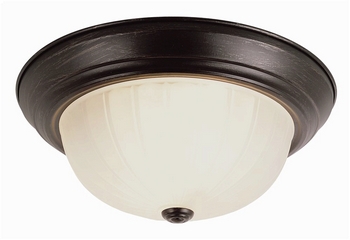 Trans Globe Lighting-13213-1 AW-13 Inch Flush Mount Antique White  Rubbed Oil Bronze Finish with Frosted Glass