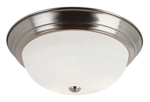 Trans Globe Lighting-13719 BN-Button - Three Light Flush Mount   Brushed Nickel Finish with White Frosted Glass