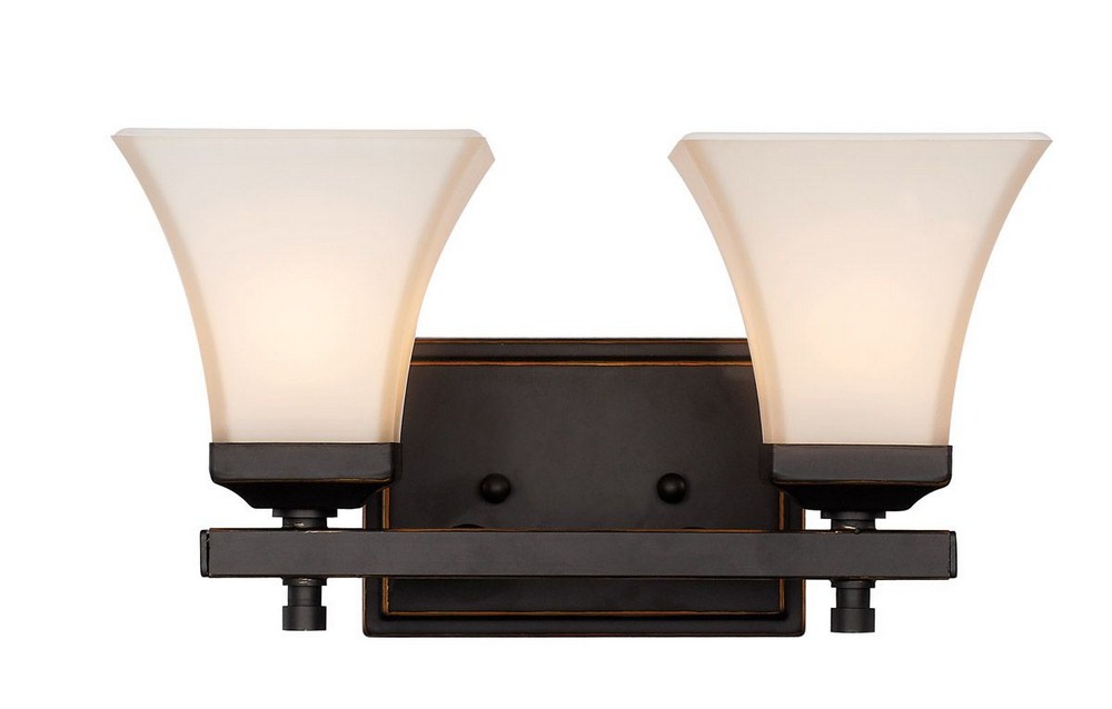 Trans Globe Lighting-20412 ROB-Castelle - Two Light Wall Sconce   Rubbed Oil Bronze Finish with White Frost Glass