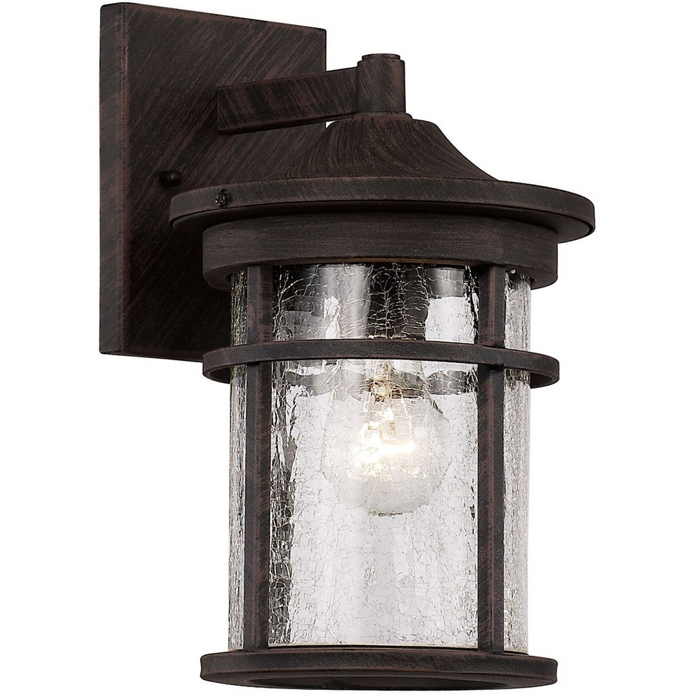 Trans Globe Lighting-40380 RT-Avalon - 7 Inch One Light Outdoor Wall Lantren   Rust Finish with Crackled Glass