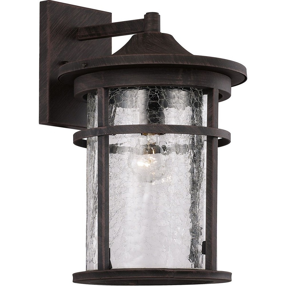 Trans Globe Lighting-40381 RT-Avalon - 9 Inch One Light Outdoor Wall Lantren   Rust Finish with Crackled Glass