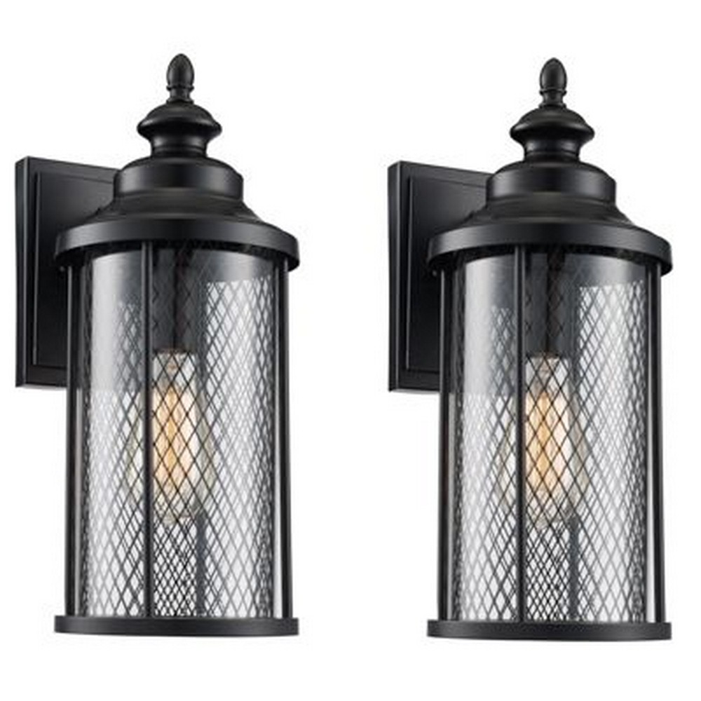 Trans Globe Lighting-40740T BK-Stewart - 12 Inch One Light Outdoor Wall Lantren   Black Finish with Clear Glass