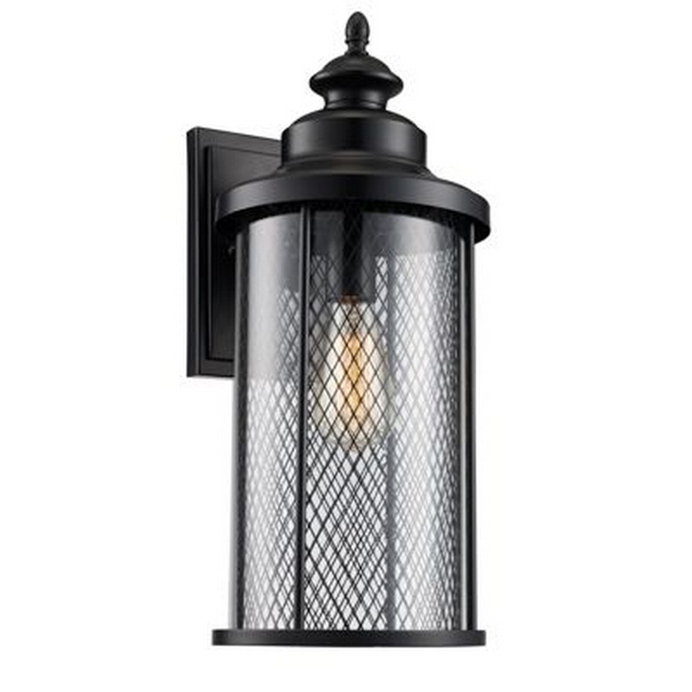 Trans Globe Lighting-40742 BK-Stewart - 20 Inch One Light Outdoor Wall Lantren   Stewart - 20 Inch One Light Outdoor Wall Lantren