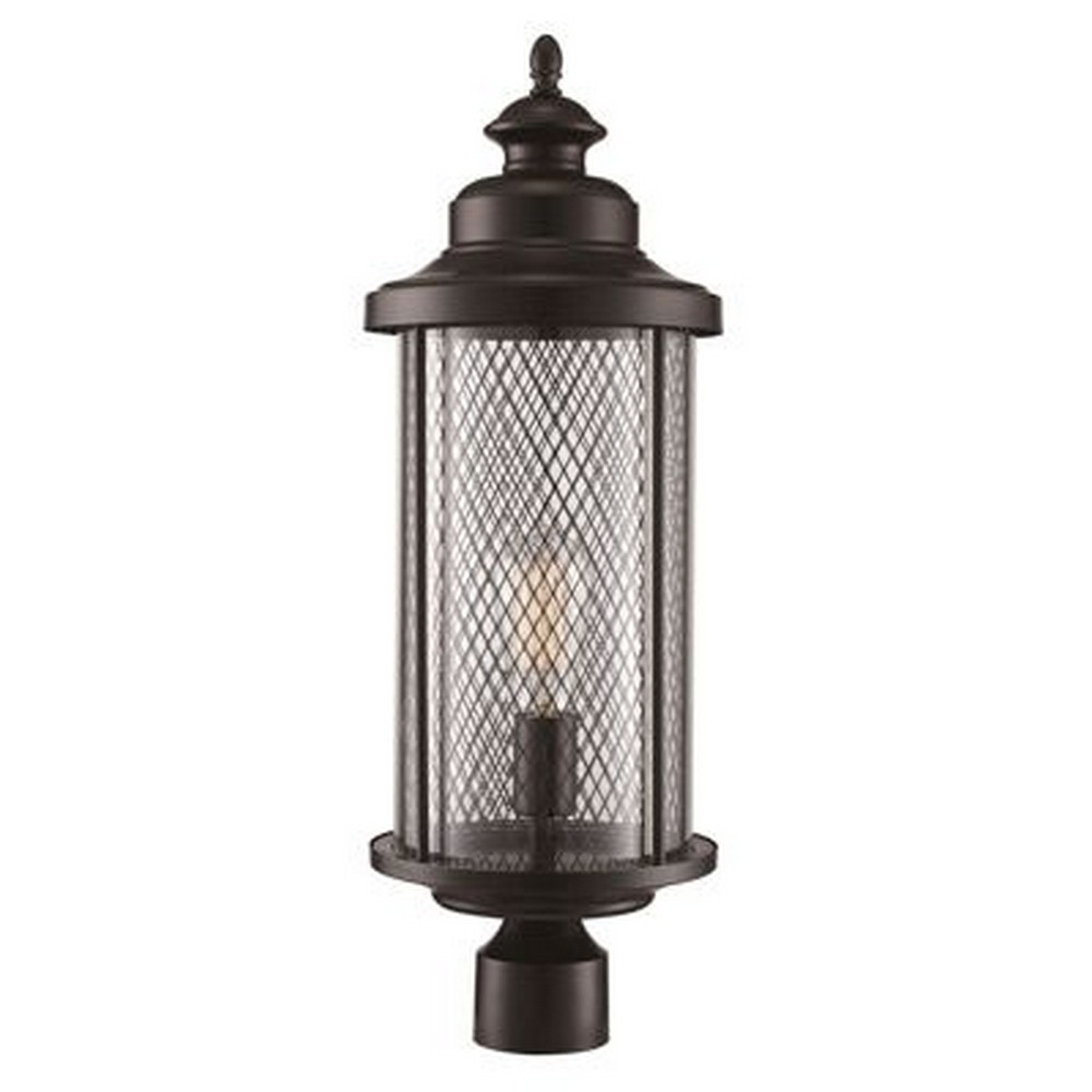 Trans Globe Lighting-40743 BK-Stewart - 20 Inch One Light Outdoor Post Lantern   Black Finish with Clear Glass