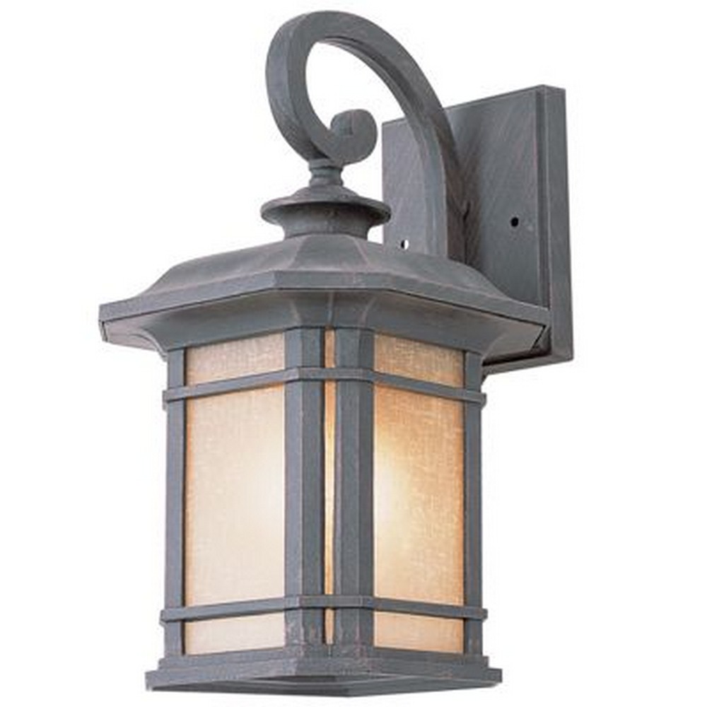 Trans Globe Lighting-5821 RT-San Miguel - 16 Inch One Light Outdoor Wall Lantren   Rust Finish with Tea Stain Glass