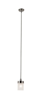 Trans Globe Lighting-70330 BN-Urban Swag - One Light Mini-Pendant   Brushed Nickel Finish with White Frosted Glass