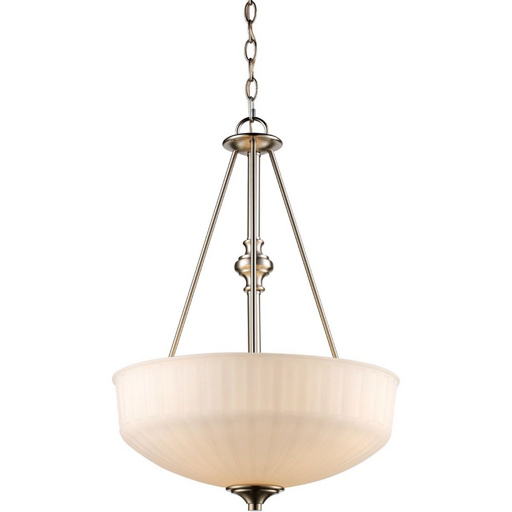 Trans Globe Lighting-70729-1 BN-Cahill - Three Light Pendant   Brushed Nickel Finish with White Frost Glass