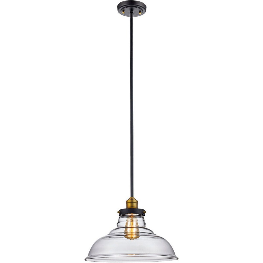 Trans Globe Lighting-70824 ROB-Jackson - 13.5 Inch One Light Pendant   Rubbed Oil Bronze Finish with Clear Glass