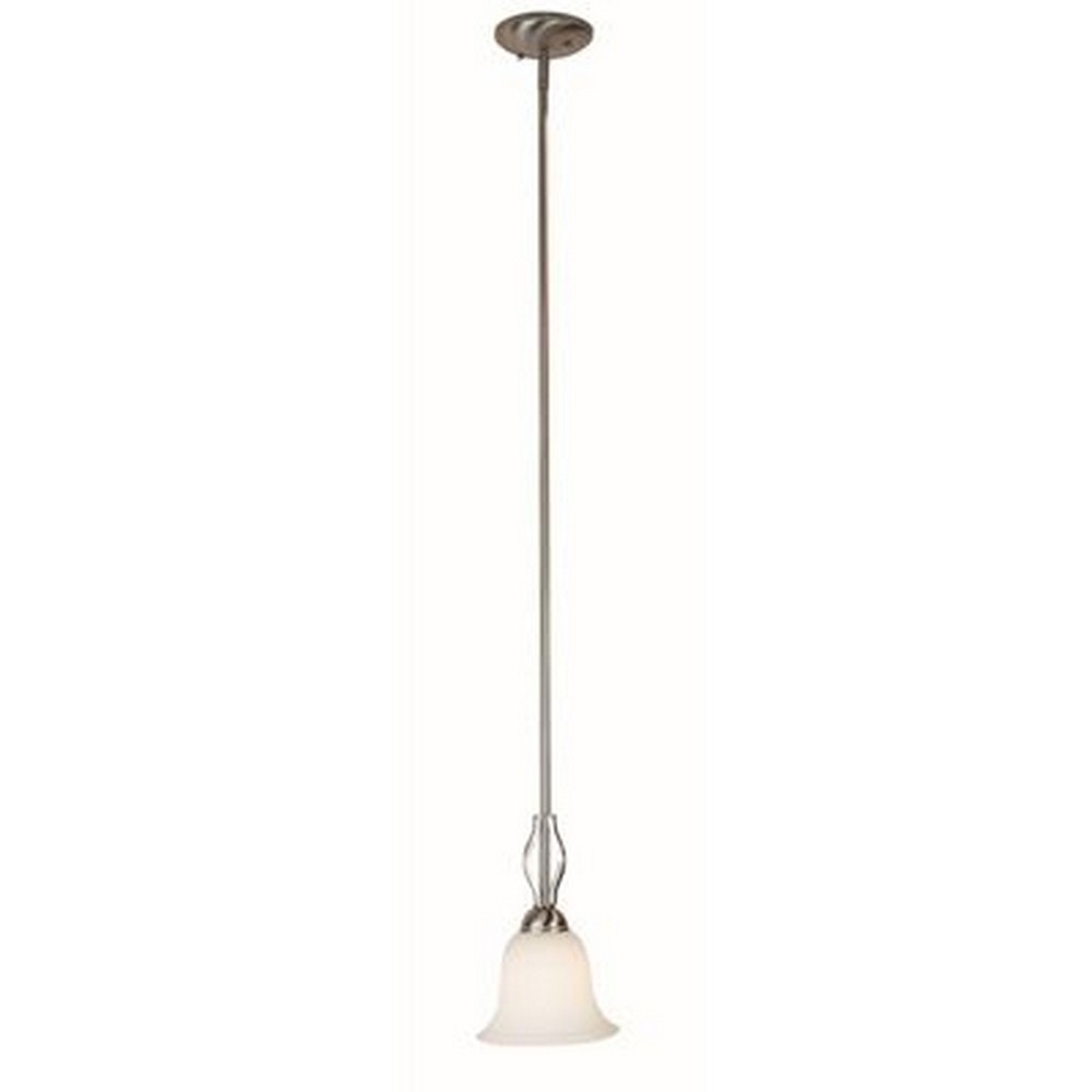 Trans Globe Lighting-8164 BN-Glasswood - One Light Mini Pendant Brushed Nickel  Rubbed Oil Bronze Finish with White Frost Glass