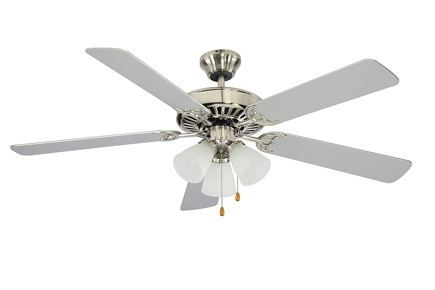 Trans Globe Lighting-F-1005 BN-Tempa Breeze - 52 Inch Ceiling Fan with Light Kit   Brushed Nickel Finish with Silver Blade Finish with White Frosted Glass