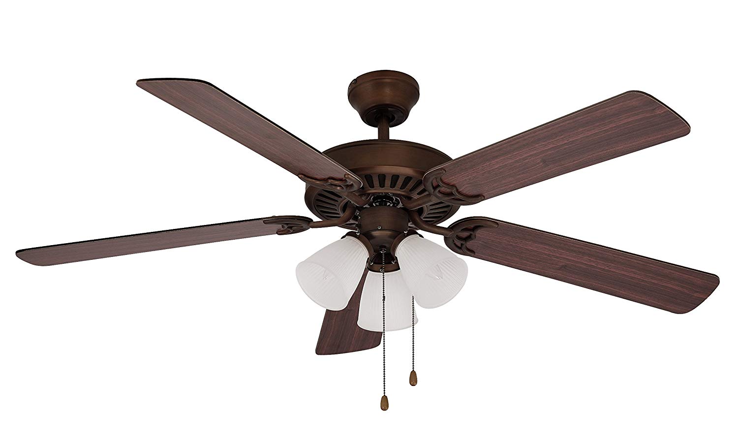 Trans Globe Lighting-F-1005 ROB-Tempa Breeze - 52 Inch Ceiling Fan with Light Kit   Rubbed Oil Bronze Finish with Rosewood Blade Finish with White Frosted Glass
