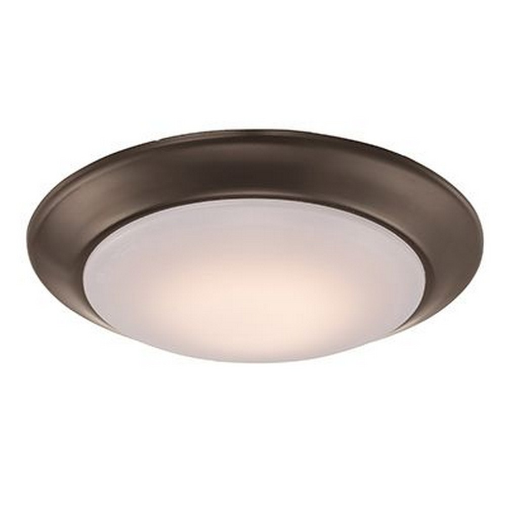 Trans Globe Lighting-LED-30016 ROB-Vanowen - 7.5 Inch 15W 1 LED Flush Mount   Rubbed Oil Bronze Finish with White Opal Acrylic Glass