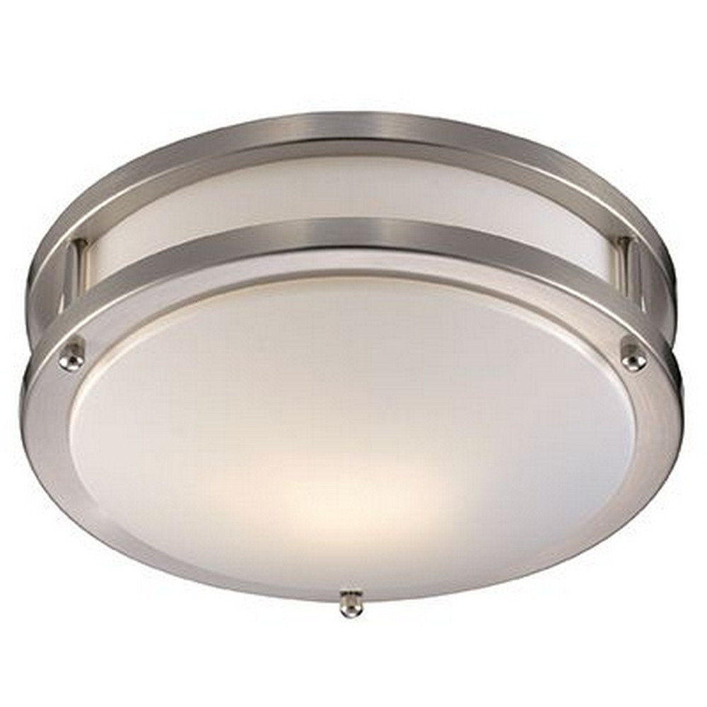 Trans Globe Lighting-PL-10260 BN-Barnes - One Light Flush Mount   Brushed Nickel Finish with White Acrylic Glass