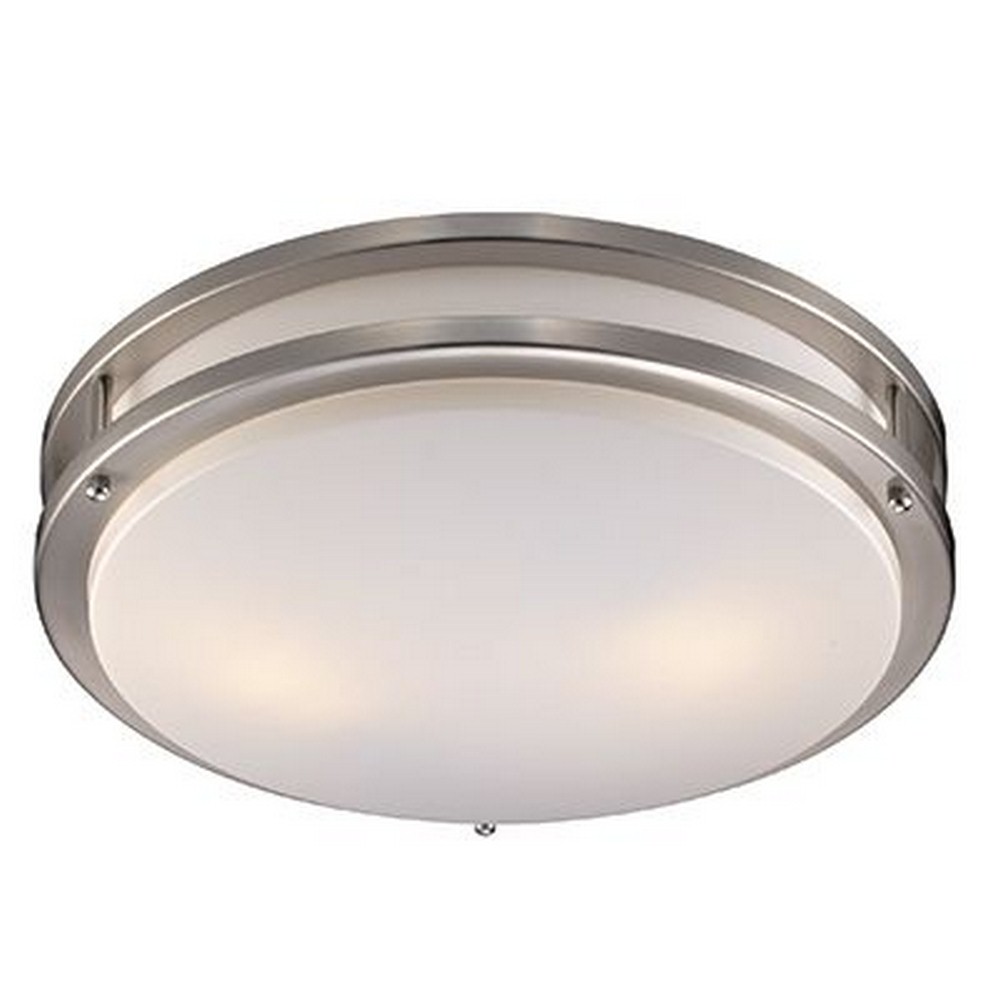 Trans Globe Lighting-PL-10261 BN-Barnes - Two Light Flush Mount   Brushed Nickel Finish with White Acrylic Glass