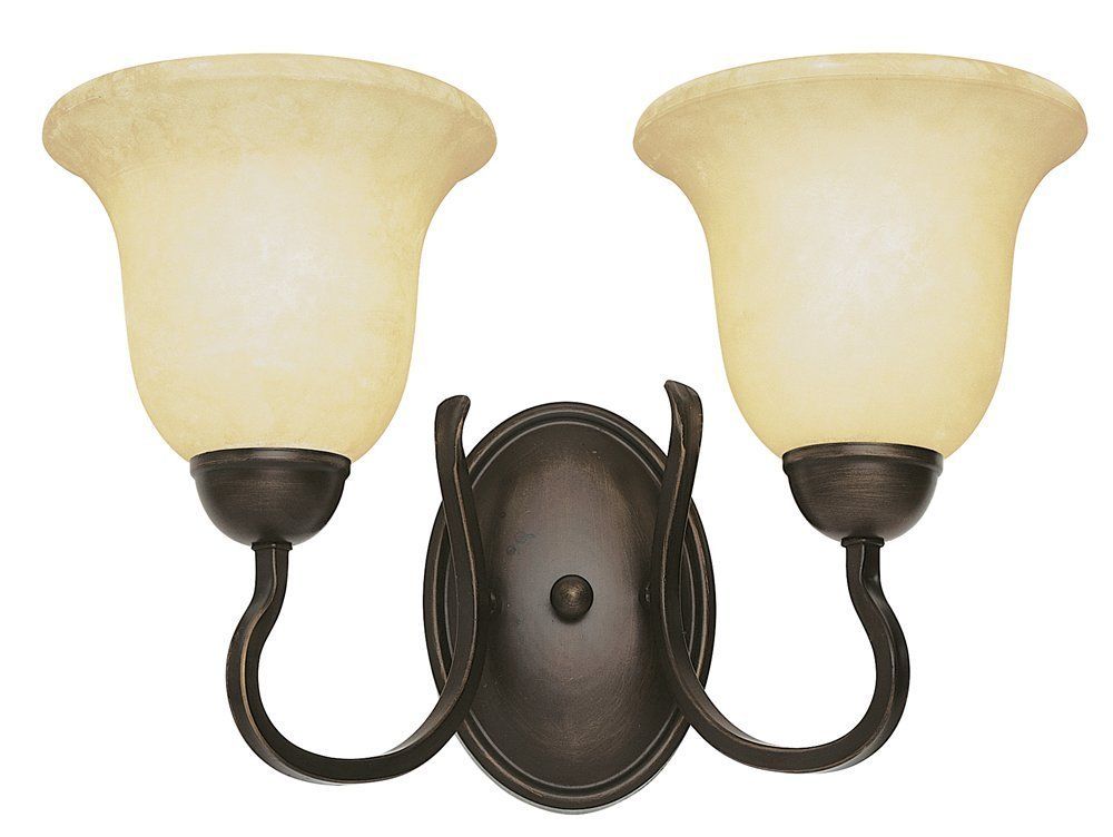 Trans Globe Lighting-PL-8161 ROB-Farmhouse - Two Light Wall Sconce   Rubbed Oil Bronze Finish with Tea Stain Glass