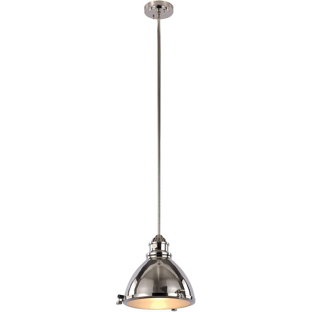 Trans Globe Lighting-PND-1005 PN-Performance - 13 Inch One Light Pendant   Polished Nickel Finish with Frosted Glass