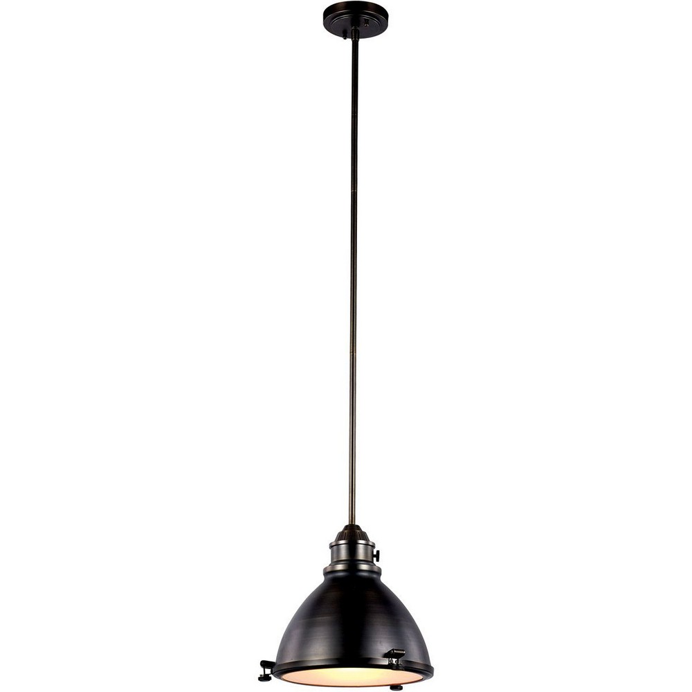 Trans Globe Lighting-PND-1005 WB-Performance - 13 Inch One Light Pendant Weathered Bronze  Weathered Bronze Finish with Frosted Glass