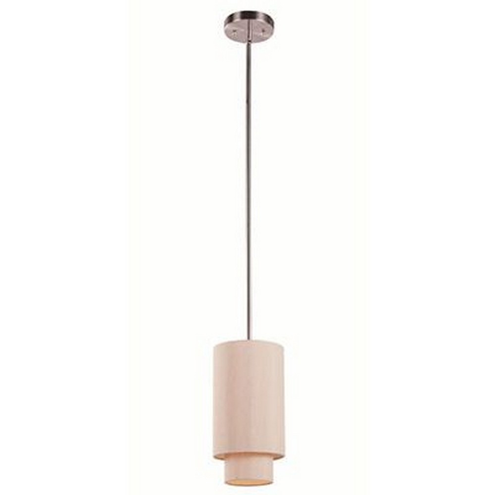 Trans Globe Lighting-PND-800 TP-Schiffer - One Light Mini Pendant   Brushed Nickel Finish with Acrylic Glass with Taupe Fabric Shade