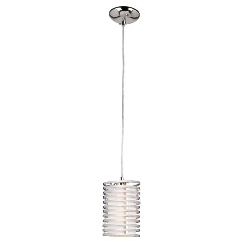 Trans Globe Lighting-PND-870-One Light Rails Mini Drop Pendant   Polished Chrome Finish with Frosted Acrylic Glass