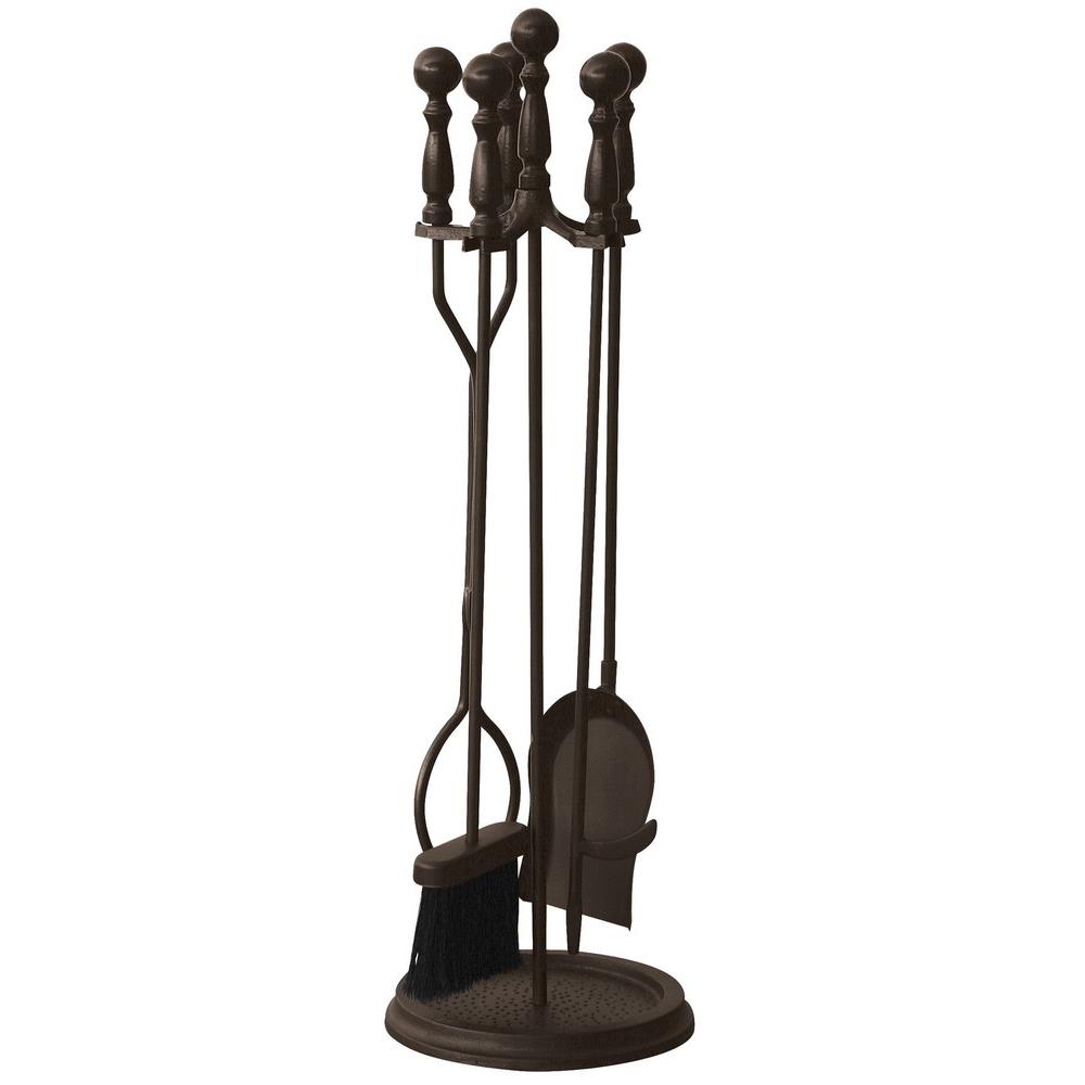Uniflame F 1631b 5 Piece Bronze Fireset With Ball Handle
