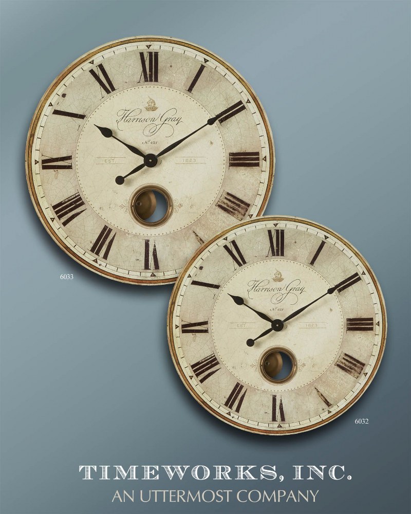 Uttermost 06033 Harrison - 30 inch Wall Clock - 30 inches wide by 2.5 inches - Picture 2 of 5