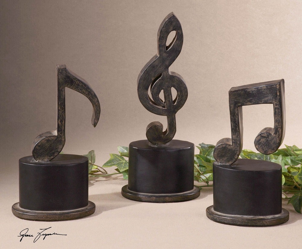 Uttermost 19280 Music Notes - 11.75 inch Figurine (Set of 3) - 4.75 inches wide - Picture 2 of 5