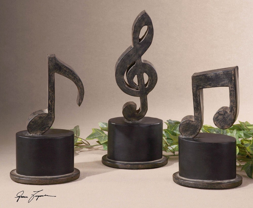 Uttermost 19280 Music Notes - 11.75 inch Figurine (Set of 3) - 4.75 inches wide - Picture 3 of 5