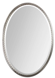 Uttermost-01115-Casalina - 32 inch Oval Mirror   Brushed Nickel Finish