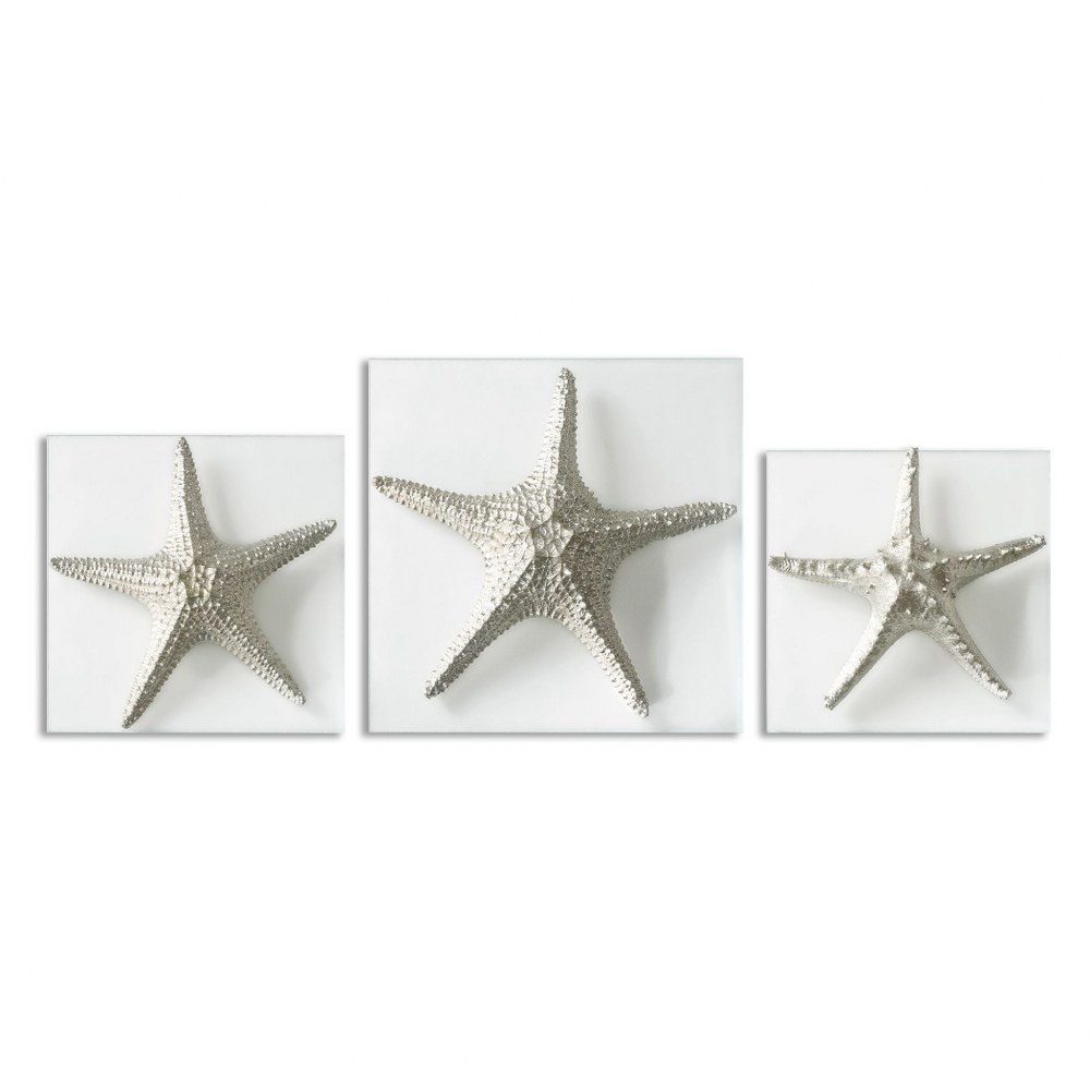 Uttermost-01129-Silver Starfish - 14.5 inch Wall Art (Set of 3) - 14.5 inches wide by 4.25 inches deep   Metallic Silver/Clear Finish