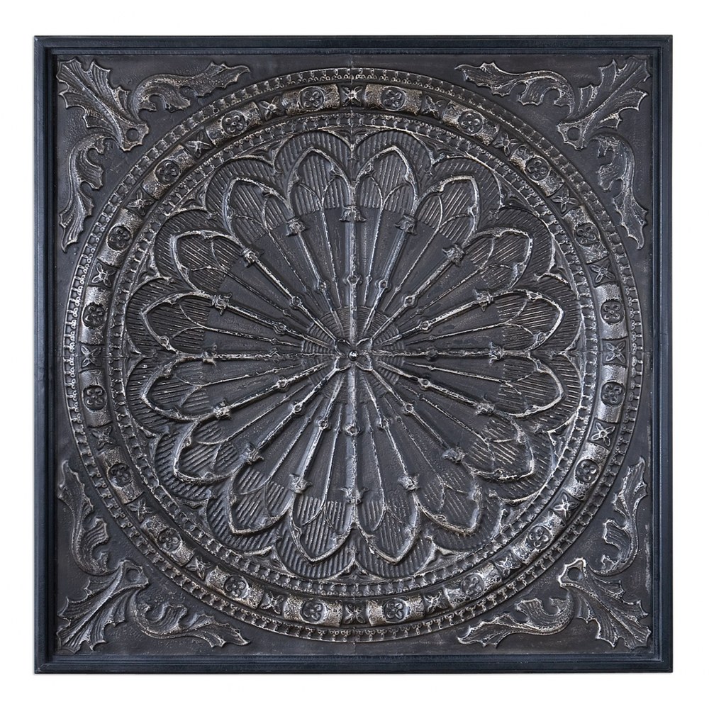 Uttermost-04009-Ottavio - 44.25 inch Wall Art   Rubbed Charcoal Brown Glaze/Black Crackled Finish