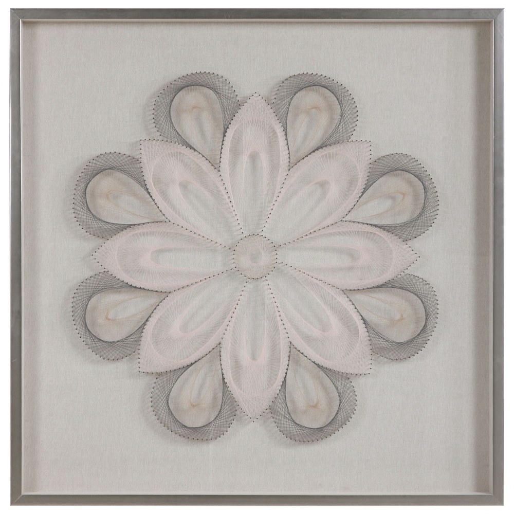 Uttermost-04241-Floral - 39.38 Inch Shadow Box   Slate Gray/Tan/Blush/Silver Leaf Finish