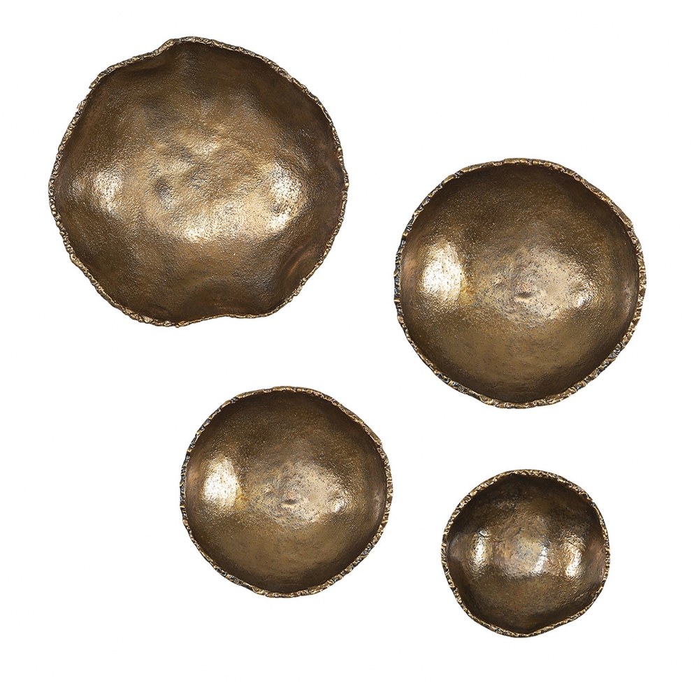 Uttermost-04299-Lucky Coins - 11 Inch Wall Bowl (Set of 4)   Vintage Brass Finish