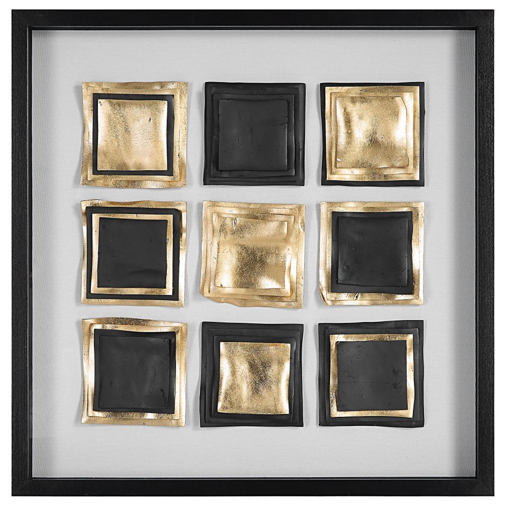 Uttermost-04303-Fair and Square - 31.5 Inch Modern Shadow Box   Gold Leaf/Satin Black Finish