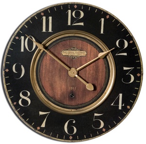 Uttermost-06026-Alexandre Martinot - 22.5 inch Wall Clock - 22.5 inches wide by 2 inches deep   Weathered/Cast Brass Finish