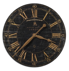 Uttermost-06029-Bond Street - 18 inch Wall Clock - 18 inches wide by 2 inches deep   Weathered Crackled Finish