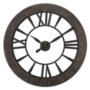 Uttermost-06085-Ronan - 40 inch Wall Clock - 40 inches wide by 1 inches deep   Dark Rustic Bronze/Rust Gray Finish
