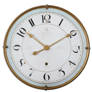 Uttermost-06091-Torriana - 31.5 inch Wall Clock - 31.5 inches wide by 2 inches deep   Antiqued Gold/Antiqued Ivory Finish