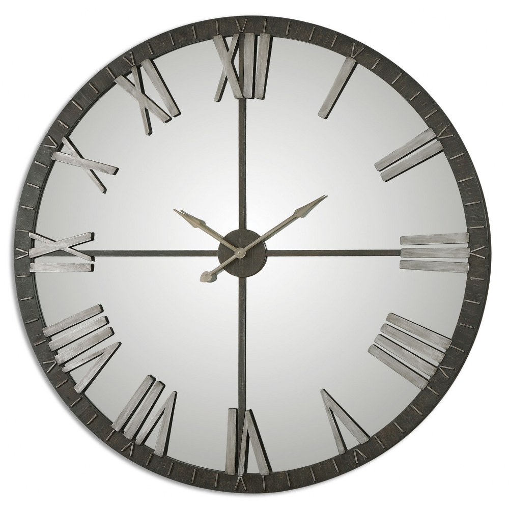 Uttermost-06419-Amelie - 60 inch Large Wall Clock   Distressed Rustic Bronze/Silver Finish