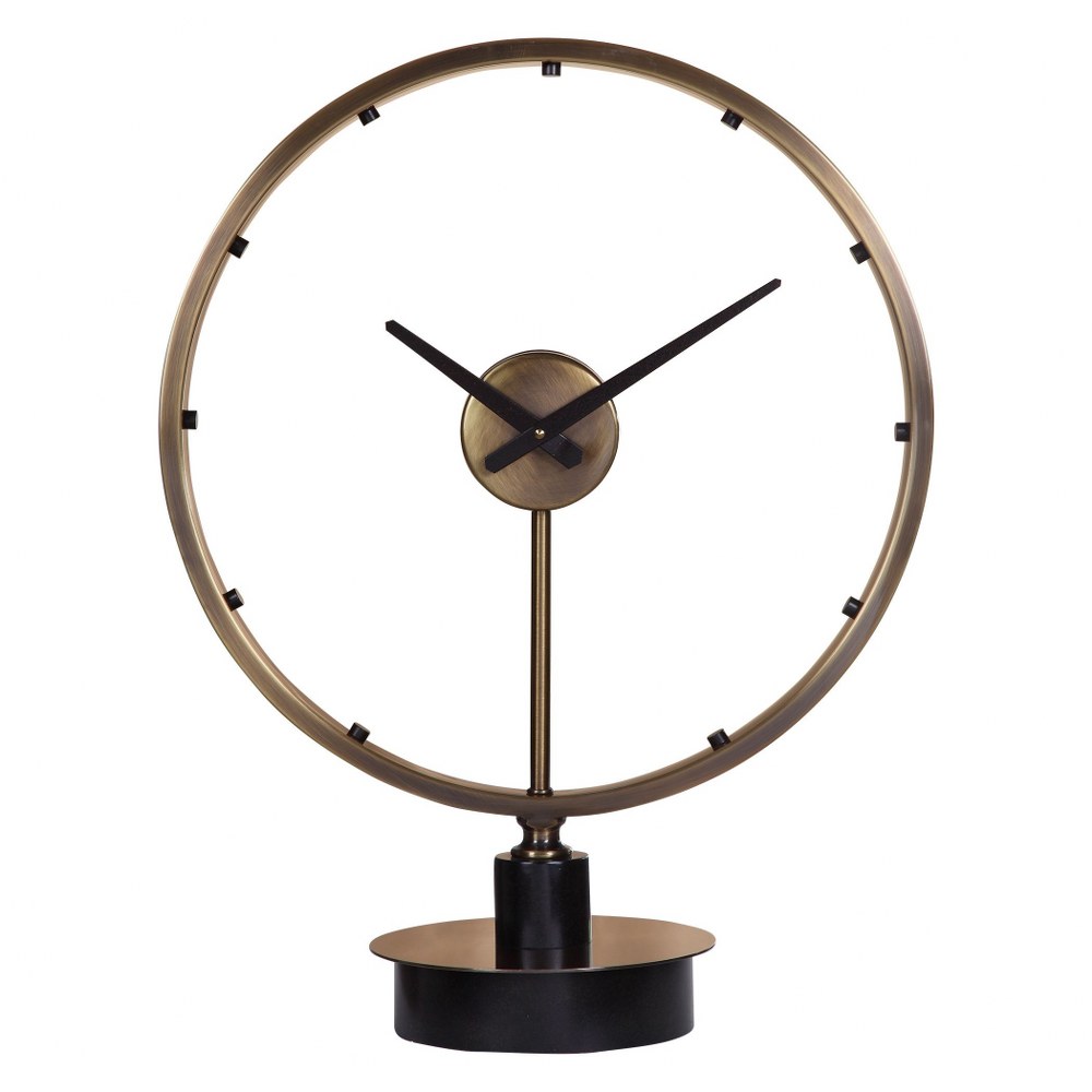Uttermost-06459-Davy - 24.5 Inch Modern Table Clock   Antique Brushed Brass/Aged Black Finish