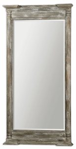 Uttermost-07652-Valcellina - 74 inch Leaner Mirror   Distressed Ivory Gray Finish