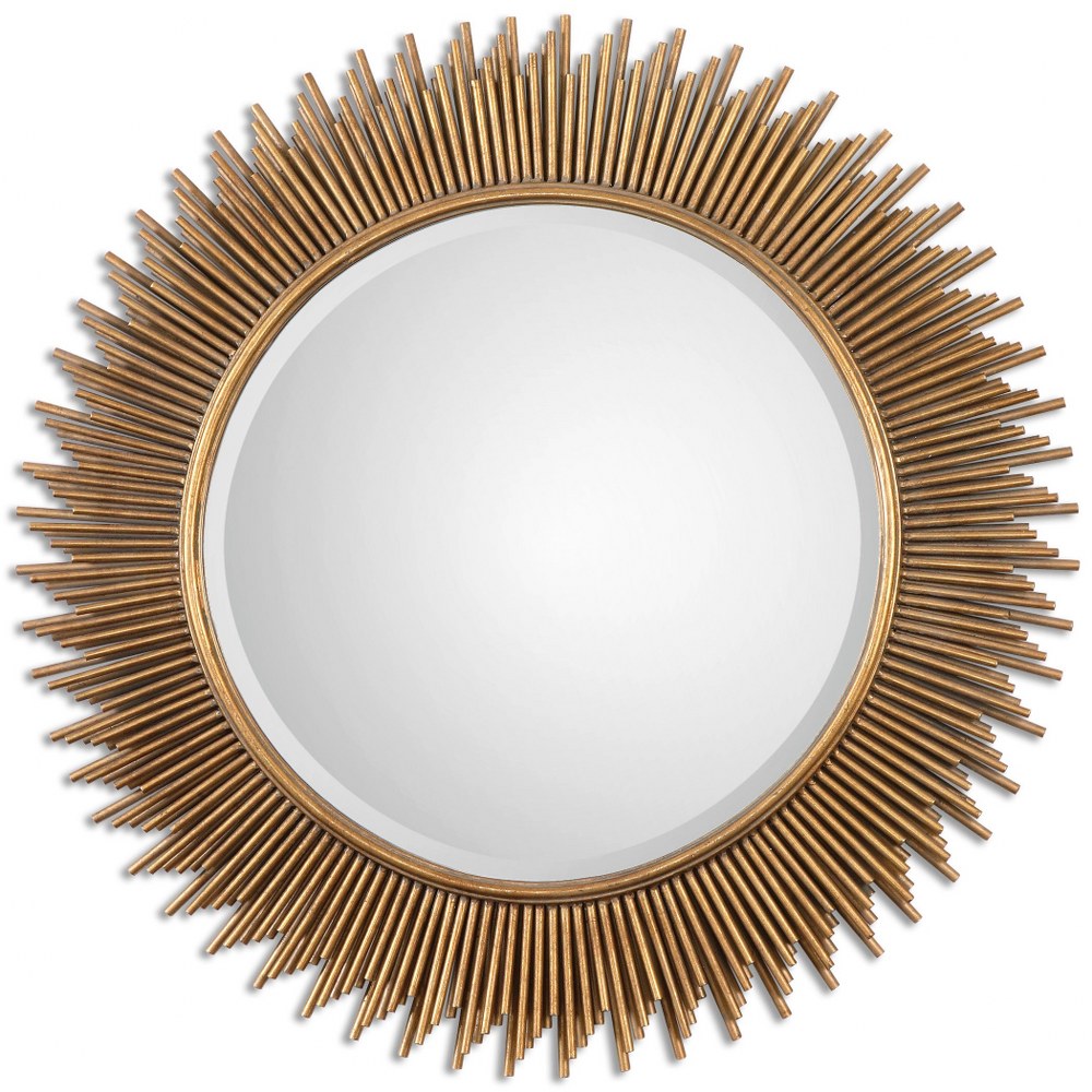 Uttermost-08137-Marlo - 36 inch Round Mirror - 36 inches wide by 1.25 inches deep   Antiqued Gold Leaf Finish