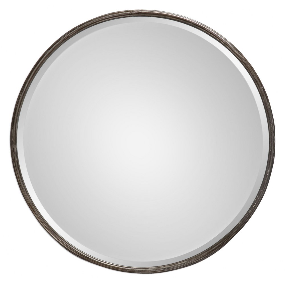 Uttermost-09034-Nova - 24 inch Round Mirror - 24 inches wide by 3 inches deep   Burnished Gray Wash/Silver Finish