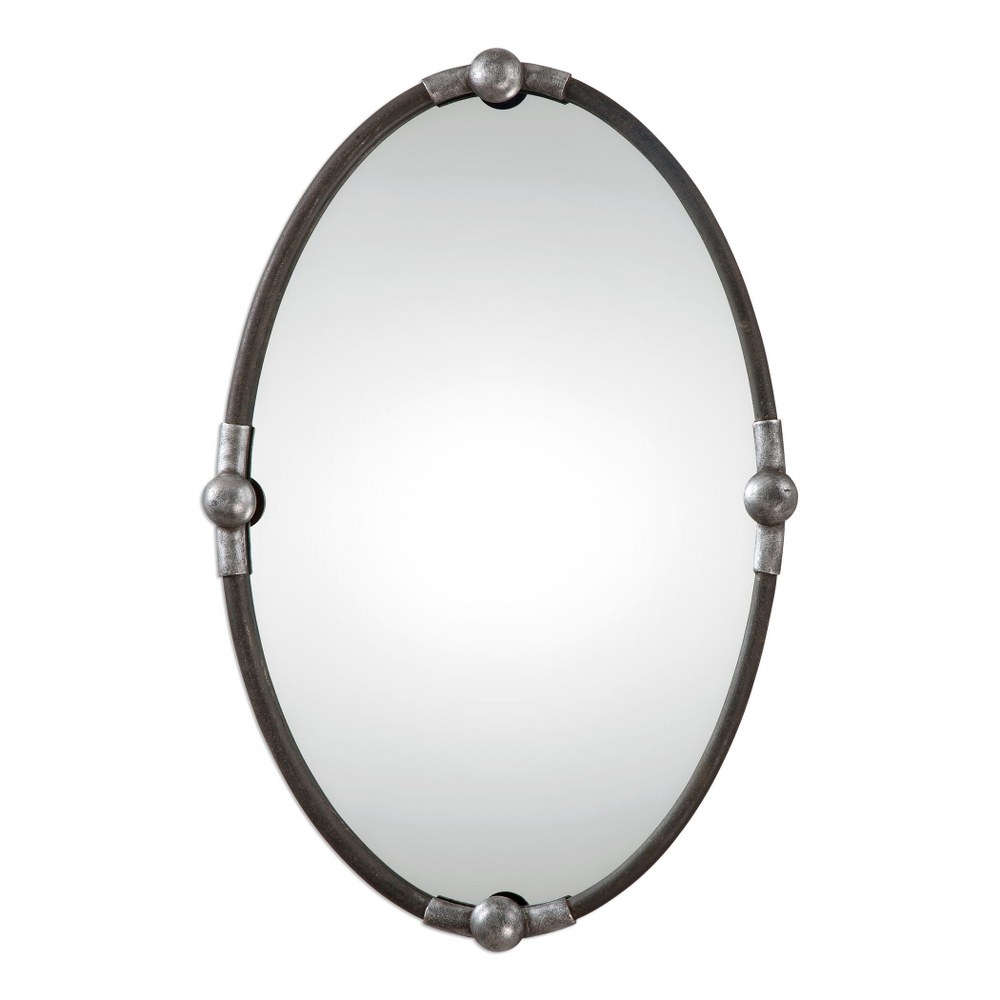 Uttermost-09064-Carrick - 32.25 inch Oval Mirror - 21.5 inches wide by 2.25 inches deep   Rust Black/Burnished Silver Finish