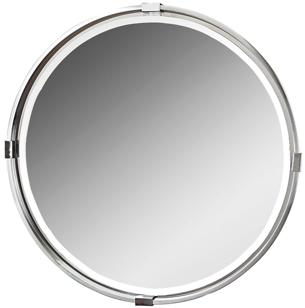 Uttermost-09109-Tazlina - 29.5 inch Round Mirror - 29.5 inches wide by 2 inches deep   Plated Polished Nickel Finish