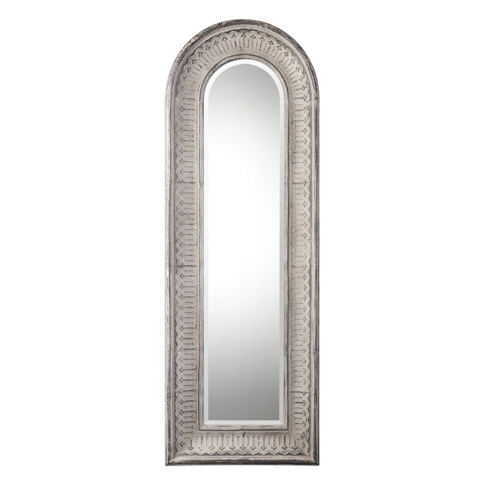 Uttermost-09118-Argenton - 89 inch Arch Mirror   Distressed Taupe Ivory Wash/Aged Gray Finish