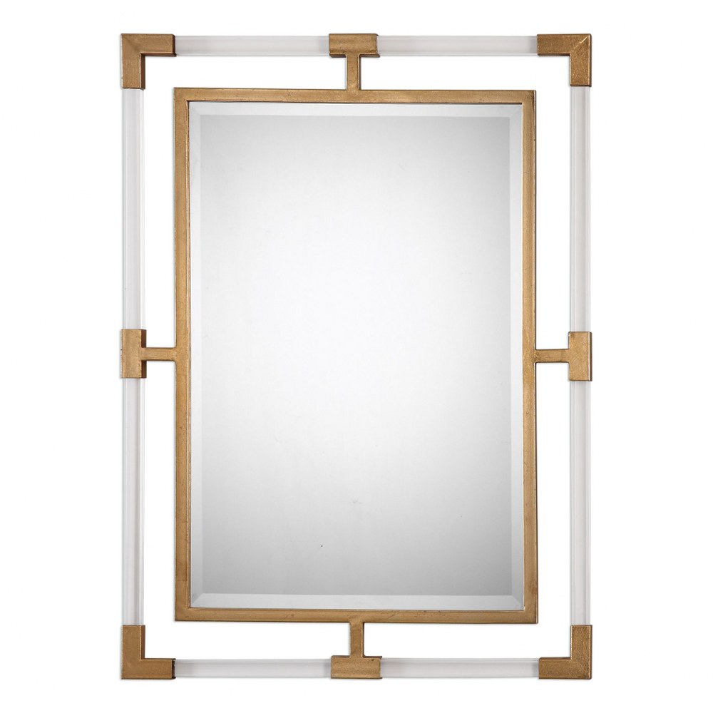 Uttermost-09124-Balkan - 37.5 inch Modern Wall Mirror   Metallic Gold Leaf/Clear Acrylic Finish