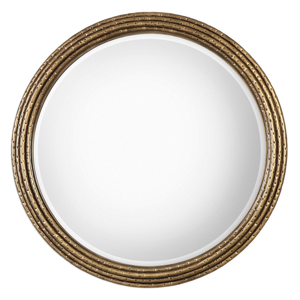 Uttermost-09183-Spera - 42.13 inch Round Mirror - 42.13 inches wide by 2.13 inches deep   Antiqued Gold Finish