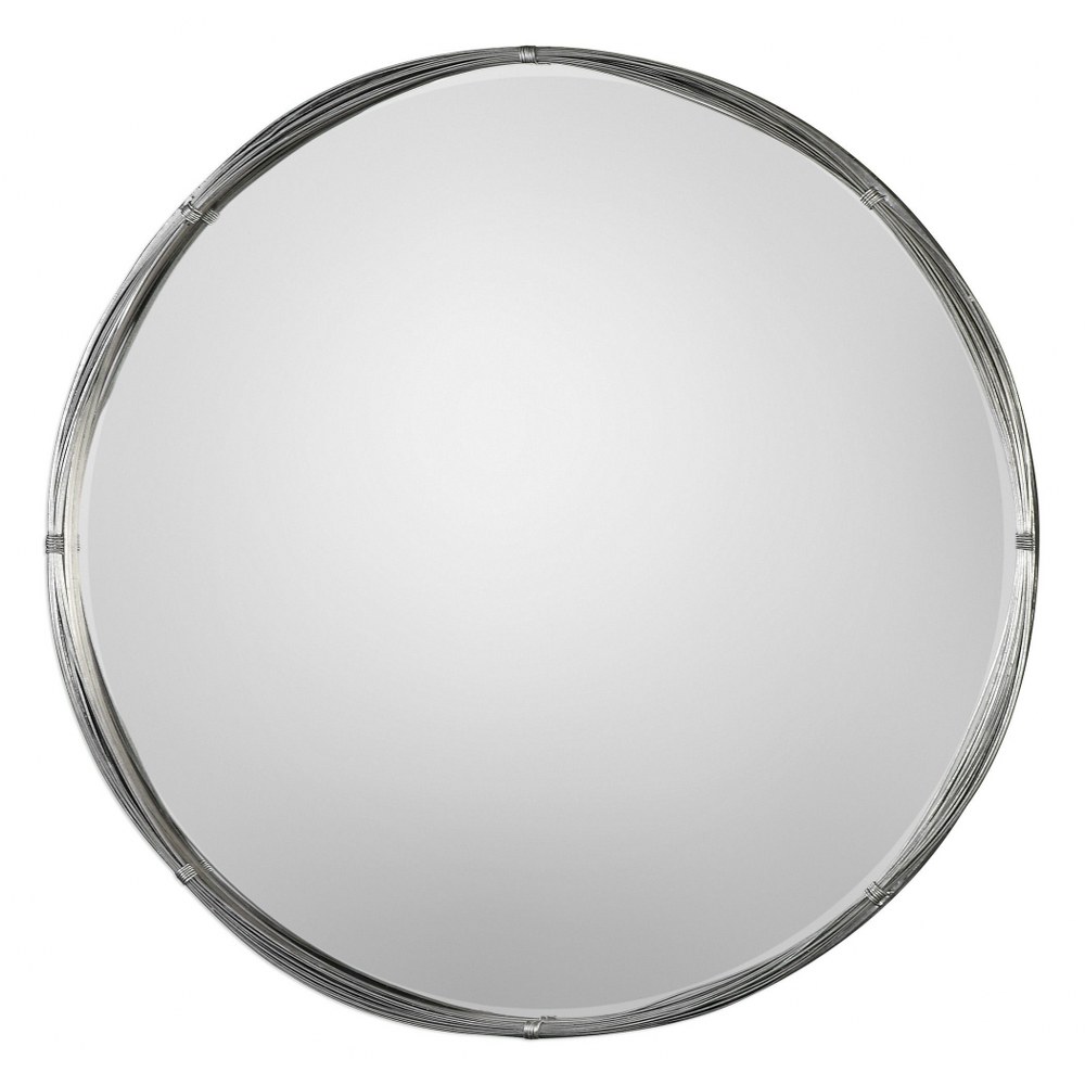 Uttermost-09225-Ohmer - 40 inch Round Metal Coils Mirror   Antiqued Metallic Silver Leaf Finish