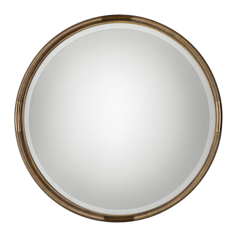 Uttermost-09244-Finnick - 35.63 inch Iron Coil Round Mirror   Antiqued Gold Leaf Finish